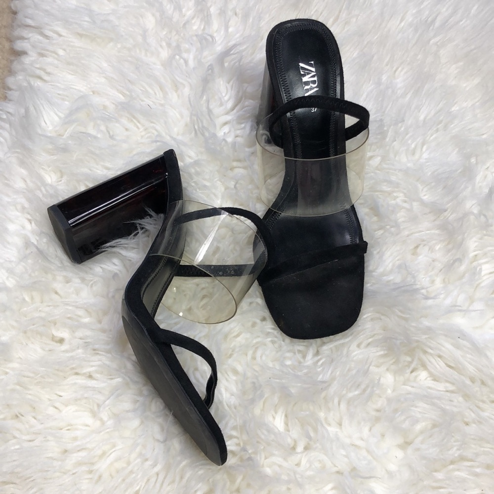 Zara Clear Strap Tortoise Shell Block Heel Sandals - image 8